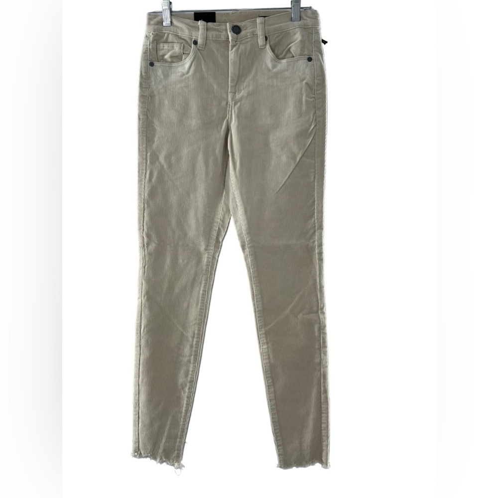 NWT Blank NYC The Bond Mid Rise Skinny Corduroy Cream Ankle Raw Hem 25
